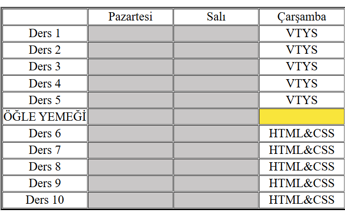 Ders Programım